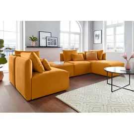 OTTO home Ecksofa OTTO HOME "Nöre L-Form", gold (goldfarben), B:262cm H:74cm T:172cm, Samtoptik (100% Polyester);Struktur (100% Polypropylene);Webstoff (100% Polyester);Struktur fein (100% Polyester);Luxus-Microfaser Lederoptik (100% Polyester);Baumwoll-/Leinenmix