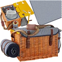 Tectake tectake® Picknickkorb, für 4 Personen, mit Picknickdecke, geflochtene