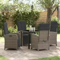 vidaXL Garten Essgruppe 5-tlg. Grau