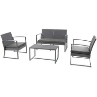 Svita LOIS XL Poly Rattan Sitzgruppe Gartenmöbel Metall-Garnitur Bistro-Set