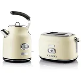 Westinghouse Frühstücksset 2-Schlitz Toaster + Wasserkocher 1,7L cremeweiß