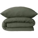 SCHIESSER Bettwäsche »Molly aus softer Musselin-Qualität in gedeckten, Farben«, (2 tlg.), MADE IN GREEN by Oeko-Tex grün