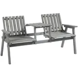 STILVORA 2-Sitzer Gartenbank Holz Grau 152x70x83 cm mit Tisch und Regenschirmloch