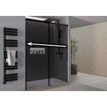 Bernstein Nischendusche mit Schiebetür Soft-Close DX906 flex 110 cm Schwarz matt 8 mm Nano graues Glas