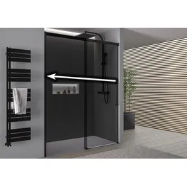 Bernstein Nischendusche mit Schiebetür Soft-Close DX906 flex 110 cm Schwarz matt 8 mm Nano graues Glas