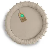 lilimaus Bodenkissen Sitzkissen für Kinder aus Musselin - Spielmatte & Kuschelecke, mit zarter Rüscheneinfassung - zum Lesen, Spielen & Kuscheln beige mit Flatter | Ø 90 cm