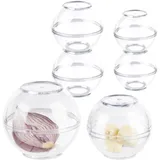 Relaxdays Frischhaltekugeln, 6er Set, Frischhaltedosen für Zwiebeln, Knoblauch, Kühlschrank, Ø 7 & 9 cm, transparent