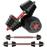 Reformor Kurzhanteln Verstellbar - 10 kg Hantel Set, Dumbbell Set mit Schraubverschlüssen, Langhantel & Gewichten, Multifunktionell Hanteln set, Rot