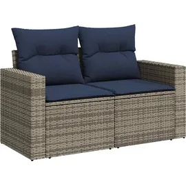 vidaXL 11-teiliges Gartensofa-Set mit Kissen, grau, Polyrattan - Grau