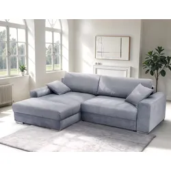 Ecksofa EXXPO - SOFA FASHION "Larnaca, inkl. Bettfunktion und Bettkasten, bequem und komfortabel", grau, B:269cm H:90cm T:177cm, Sofas, mit extrabreiten Rückenkissen und 2 Zierkissen