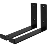 ML-Design 2 Stück Regalhalterung 25x4x14 cm Schwarz Metall 10 Zoll L-Form