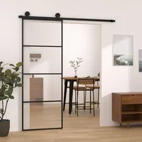 Willood Schiebetür ESG-Glas & Aluminium, Glasschiebetür Aluminium, Innentür, Schiebetür Innenbereich, Glastür, Tür mit Beschlag 76x205 cm ESG-Glas & Aluminium 76 x 205 cm 0