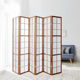 Homestyle4u Paravent Braun Holz 264x175x2 cm, Wohnzimmer, Raumteiler & Paravents, Paravents