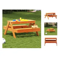 vidaXL Picknicktisch für Kinder Wachsbraun 88x97x52 cm Massivholz