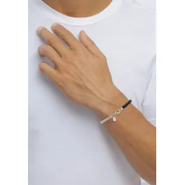 KUZZOI Bead-Armband-Set Panzerkette Lava Schwarz 925 Sterling Silber silberfarben 23 cm