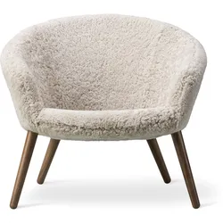 Fredericia Ditzel Lounge Chair, walnuss lackiert / sheepskin moonlight