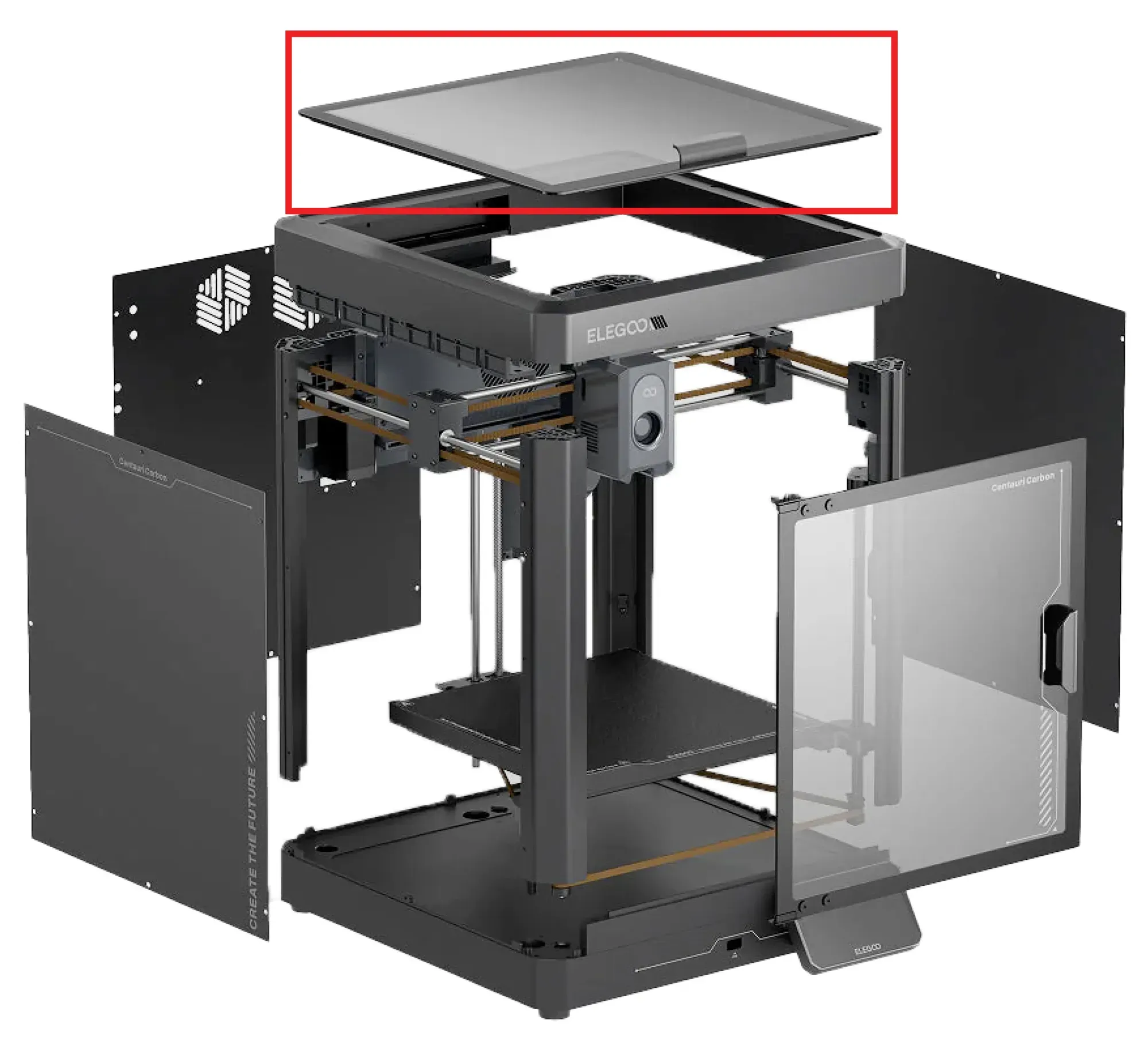 Elegoo Centauri Carbon Upper glass cover assembly