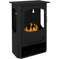 HOMCOM Ethanol-Kamin 7000 BTU Ethanol Ofen mit 3h Brenndauer, 1,2L Standkamin mit Flammenlöscher, Bioethanol Kamin für bis 25m2, Stahl, Schwarz, 43 x 25 x 68 cm