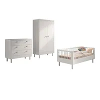 58 aufm Kessel Kinderbett Keeley 70 x 140 cm Buche massiv lackiert weiß