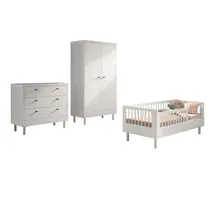 58 aufm Kessel Kinderbett Keeley 70 x 140 cm Buche massiv lackiert weiß