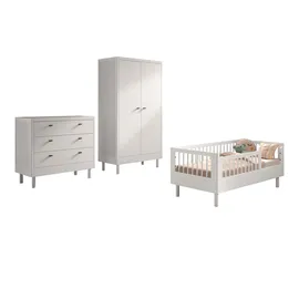 58 aufm Kessel Kinderbett Keeley 70 x 140 cm Buche massiv lackiert weiß