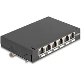 DeLock Mini Desktop Patchpanel 6 Port Cat.6A geschirmt schwarz