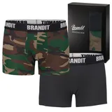 Brandit Textil Boxershorts woodland / schwarz M 2er Pack