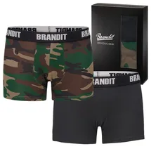 Brandit Textil Boxershorts woodland / schwarz M 2er Pack