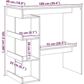 vidaXL Bartisch mit Regal 100 x 48 x 101,5 cm Braun