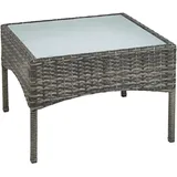 Estexo Polyrattan Beistelltisch Rattan Tisch Gartentisch Balkontisch Garten Möbel Glas