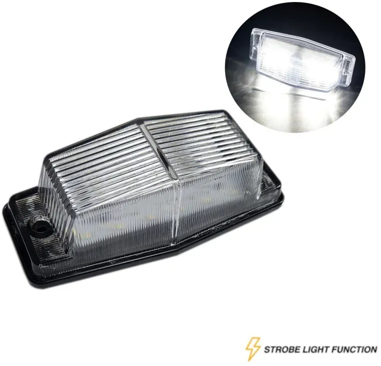 LED-Begrenzungsleuchte (weiß, blinkend), 12 Dioden, 12–24 V, für LKW, Traktor, Bagger, landwirtschaftliche Maschinen u. a.