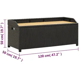 vidaXL Sitzbank mit Stauraum 120 cm Poly Rattan Schwarz