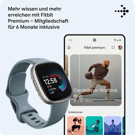 Fitbit Versa 4 aluminium platin/wasserfallblau