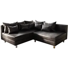 DeLife Eckcouch Clovis Anthrazit Antik Optik Ottomane Links Ecksofa modular