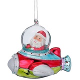 INGE-GLAS MAGIC Christbaumschmuck Glas Weihnachtsmann im Flugzeug 10cm Weihnachtsfiguren bunt
