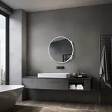 Talos Mira Ø60 cm - Spiegelschrank Bad mit 2 Ablageflächen - Aluminium - Rückwand verspiegelt
