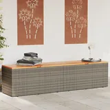 Sufrk Gartentruhe Grau 220x50x54 cm Aufbewahrungsbox Garten GeräTeschrank Gartentruhe Balkon Box Auflagenboxen Poly Rattan Akazienholz