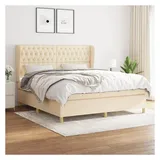 vidaXL Boxspringbett mit Matratze Creme 180x200 cm Stoff