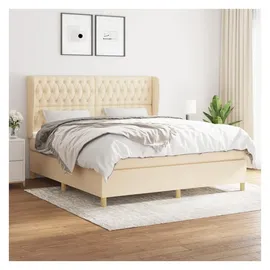 vidaXL Boxspringbett mit Matratze Creme 180x200 cm Stoff
