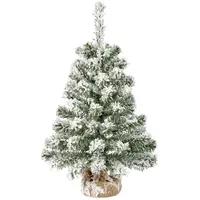 Kaemingk Tannenbaum künstlich im Jutesack 60cm Grün / Weiß