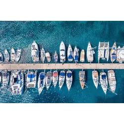 Fototapete PAPERMOON "Boote im Wasser", bunt, B:4,00m L:2,60m, Vlies, Tapeten