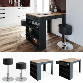 Vicco Esstisch-Set Repose, 67 x 100 cm mit 2 Hockern