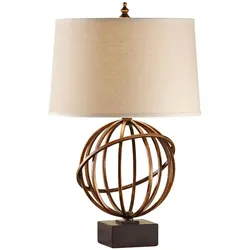 Licht-Erlebnisse Tischleuchte FREYJA Braun Antik Beige Gold 1x E27 max. 60W | LE46015