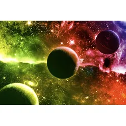 Fototapete PAPERMOON "PLANETEN-FUTURISTISCH WELTRAUM MOON GALAXIE UNIVERSUM", bunt, B:4,50m L:2,80m, Vlies, Tapeten