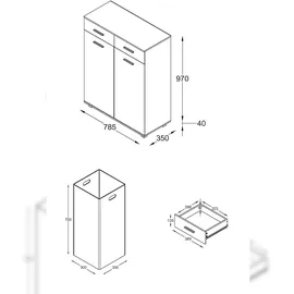 VCM VCM, Badezimmerschrank, Wäscheschrank Landos 79 x 97 cm)