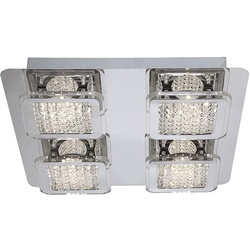 20W LED Deckenlampe Deckenleuchte Beleuchtung Acrylkristalle klar Globo 49204-4