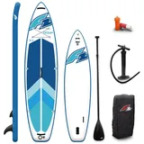 F2 Marken Stand Up Paddle Board Ocean Blau SUP 10'5 320cm + Basic Zubehör Paket