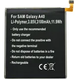 AccuCell Akku passend für Samsung Galaxy A40, Li-Polymer, 3,85V, 3100mAh, 11,9Wh, built-in, ohne Werkzeug
