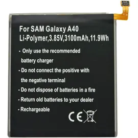 AccuCell Akku passend für Samsung Galaxy A40, Li-Polymer, 3,85V, 3100mAh, 11,9Wh, built-in, ohne Werkzeug