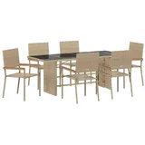 vidaXL Garten Essgruppe 7 Pcs Beige Poly-Rattan vidaXL